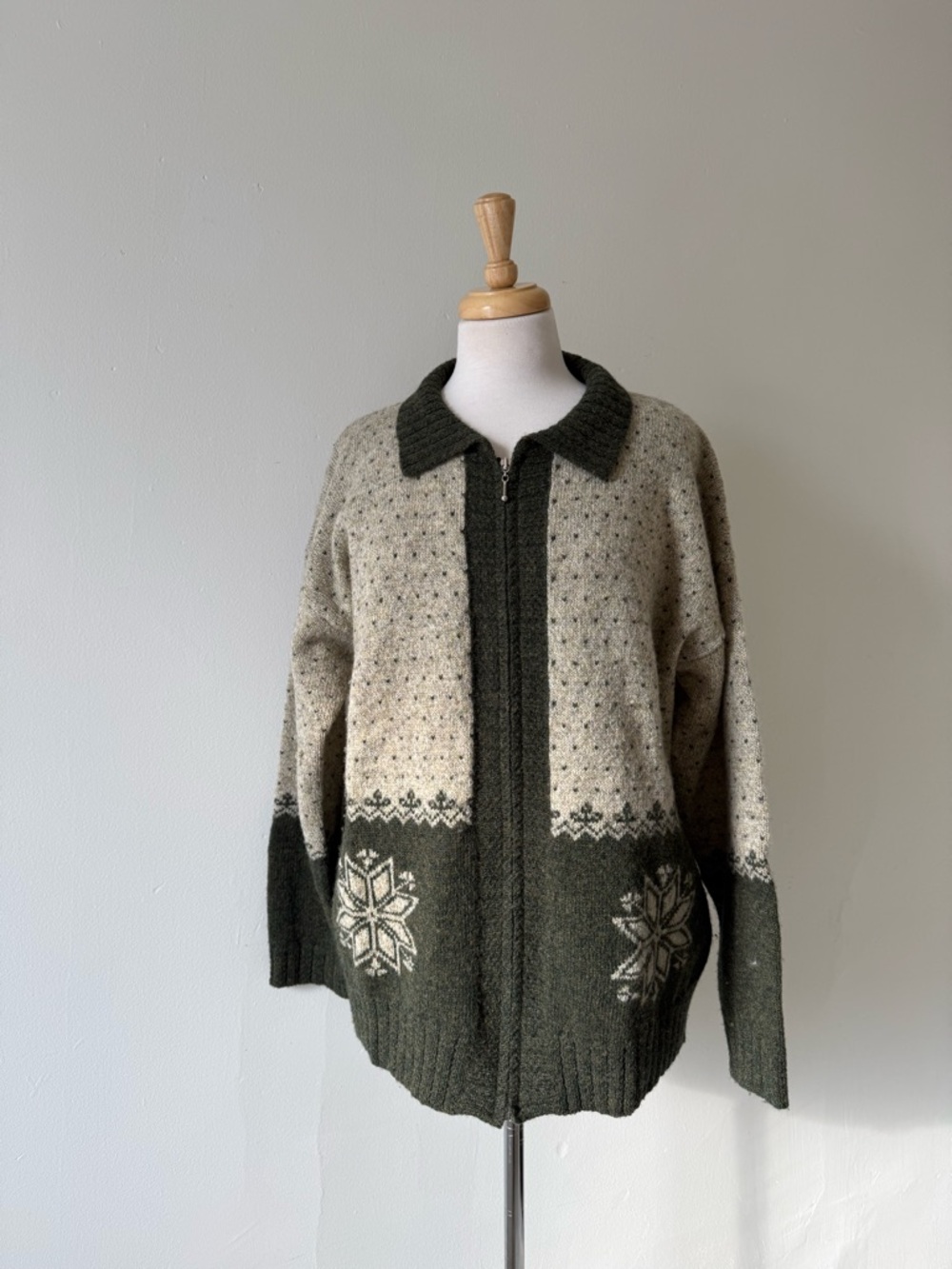 Vintage Wool Nordic Zip Cardigan Sweater Item & Co Size M